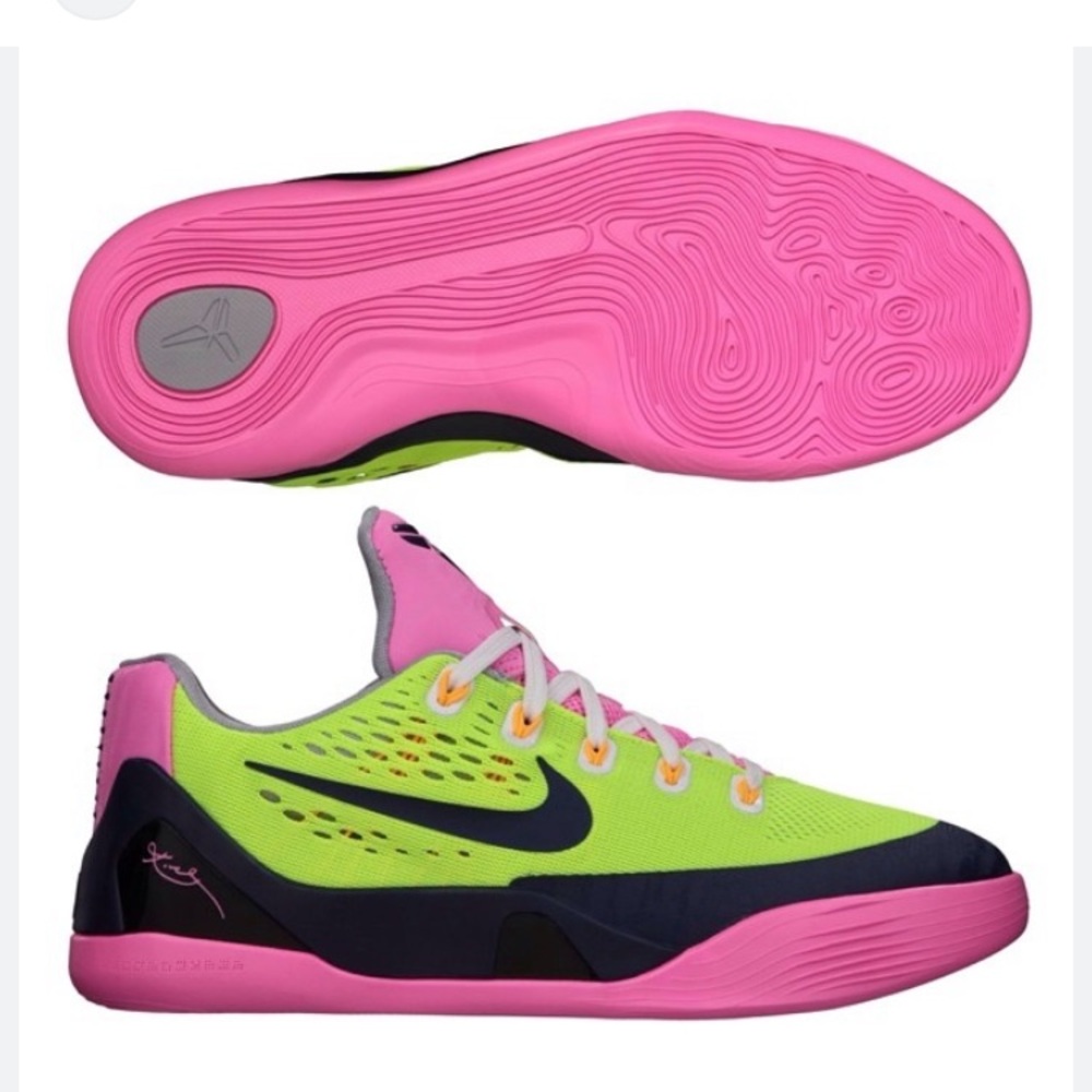 Kobe 9 EM GS Volt Pink Glow 653593-701 Size 6Y Woman’s 8